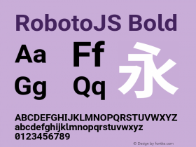 RobotoJS Bold Version 2.04; 2016-10-24 ; ttfautohint (v1.5)图片样张