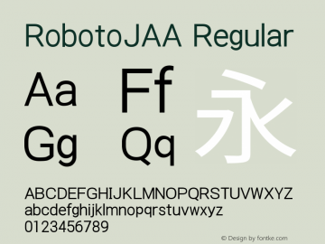 RobotoJAA Regular Version 2.04; 2016-10-24 ; ttfautohint (v1.5)图片样张