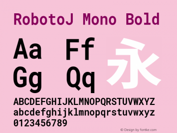 RobotoJ Mono Bold Version 2.04; 2016-10-24 ; ttfautohint (v1.5) Font Sample