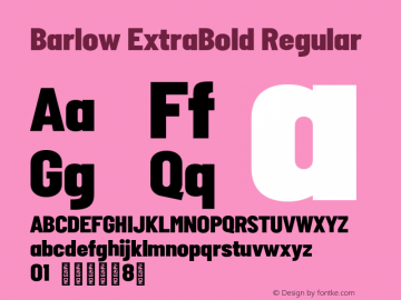 Barlow ExtraBold Regular Version 1.000;PS 001.000;hotconv 1.0.88;makeotf.lib2.5.64775 Font Sample