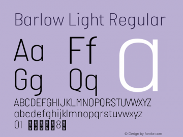 Barlow Light Regular Version 1.000;PS 001.000;hotconv 1.0.88;makeotf.lib2.5.64775图片样张