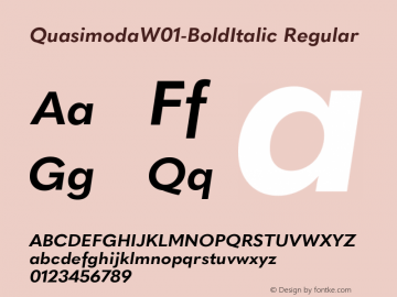 QuasimodaW01-BoldItalic Regular Version 1.00 Font Sample