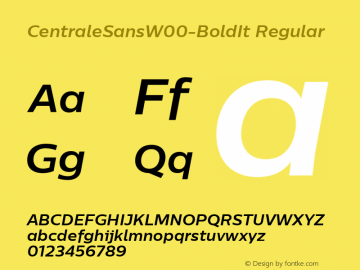 CentraleSansW00-BoldIt Regular Version 1.00 Font Sample