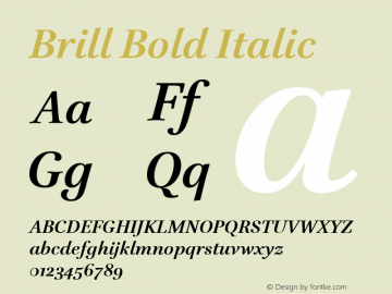 Brill Bold Italic Version 2.06 Build 051 Font Sample