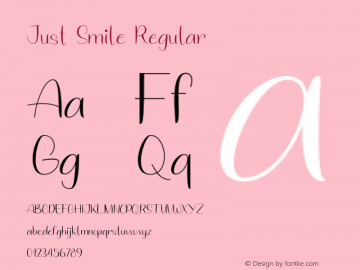 Just Smile Regular Version 1.000 Font Sample