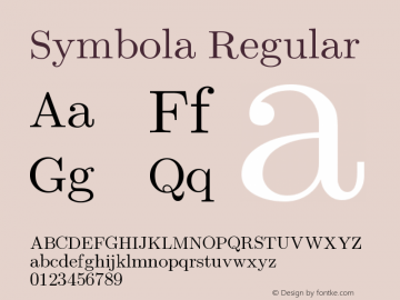 Symbola Regular Version 9.00 Font Sample