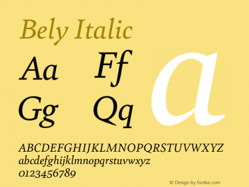 Bely Italic Version 1.000 2016 WF图片样张