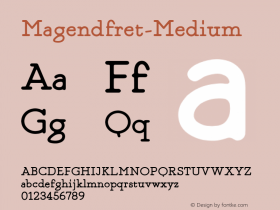Magendfret-Medium ☞ Version 1.000;com.myfonts.easy.sugargliderz.magendfret.medium.wfkit2.version.4zND Font Sample