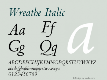 Wreathe Italic Version 2.2 Font Sample