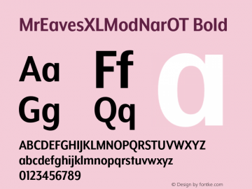 MrEavesXLModNarOT Bold Version 1.000;PS 001.000;hotconv 1.0.57;makeotf.lib2.0.21895 Font Sample