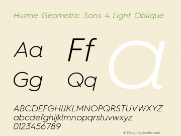 Hurme Geometric Sans 4 Light Oblique Version 1.001 Font Sample