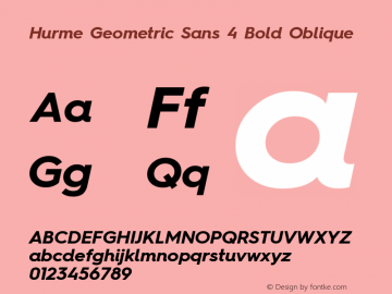 Hurme Geometric Sans 4 Bold Oblique Version 1.001 Font Sample