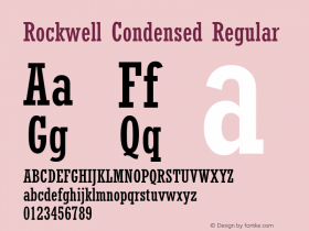 Rockwell Condensed Regular Version 1.50 Font Sample