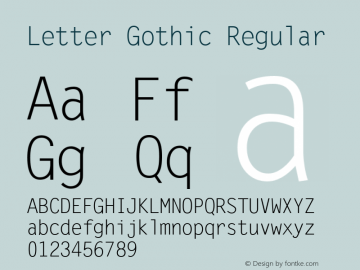 Letter Gothic Regular Version 1.3 (Hewlett-Packard)图片样张