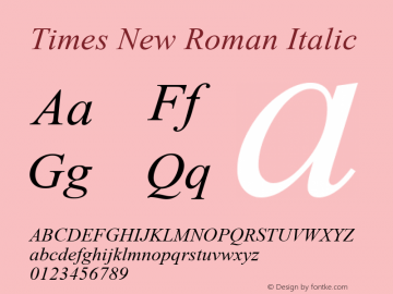 Times New Roman Italic Version 2.76图片样张