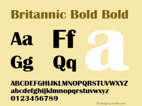 Britannic Bold Bold Version 1.50 Font Sample