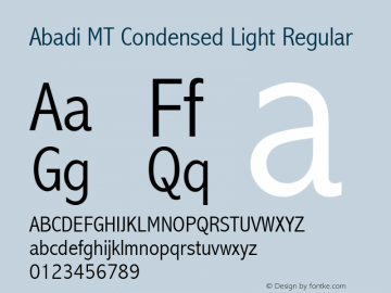 Abadi MT Condensed Light Regular Version 1.00图片样张