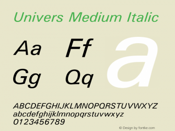 Univers Medium Italic Version 1.3 (Hewlett-Packard)图片样张