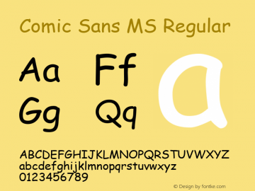 Comic Sans MS Regular Version 1.20 Font Sample