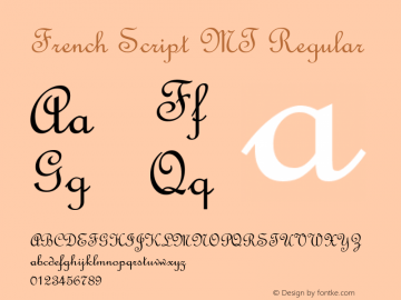 French Script MT Regular Version 1.00图片样张