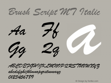 Brush Script MT Italic Version 1.01图片样张