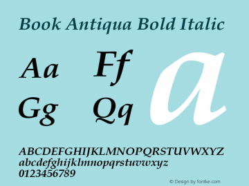 Book Antiqua Bold Italic Version 2.35图片样张