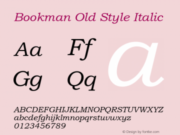 Bookman Old Style Italic Version 2.20图片样张