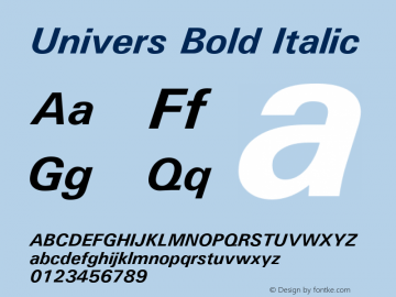 Univers Bold Italic Version 1.3 (Hewlett-Packard)图片样张
