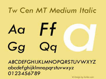 Tw Cen MT Medium Italic Version 1.00图片样张