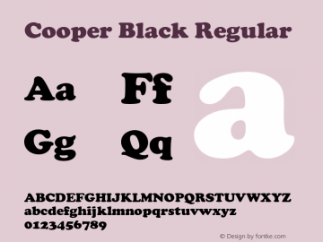 Cooper Black Regular Version 1.50 Font Sample