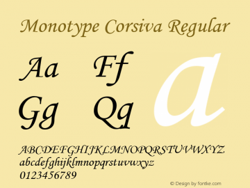 Monotype Corsiva Regular Version 2.00图片样张