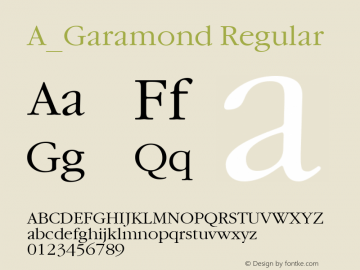 A_Garamond Regular Fontographer 3.5 Font Sample