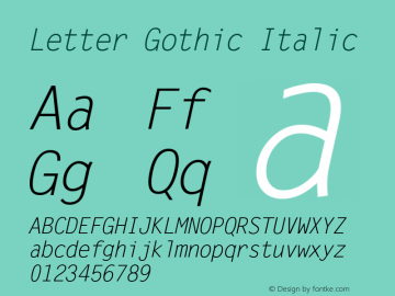 Letter Gothic Italic Version 1.3 (Hewlett-Packard)图片样张