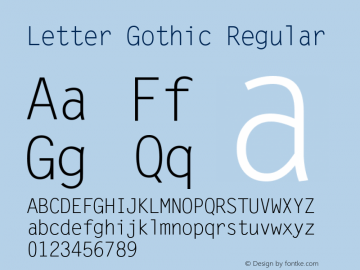 Letter Gothic Regular Version 1.02a Font Sample