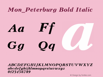 Mon_Peterburg Bold Italic Converted from t:\PTT.BF1 by ALLTYPE图片样张