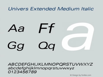 Univers Extended Medium Italic Version 1.3 (Hewlett-Packard)图片样张