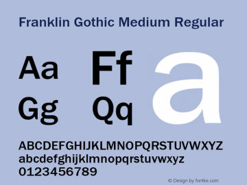 Franklin Gothic Medium Regular Version 1.00 Font Sample