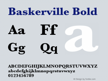 Baskerville Bold Version 2.0 - June 7, 1995 Font Sample