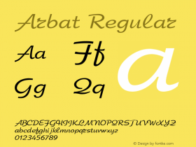 Arbat Regular Converted from c:\windows\russ_fon\7ARBAT01.TF1 by ALLTYPE Font Sample