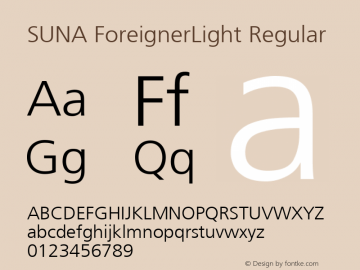 SUNA ForeignerLight Regular 001.000 Font Sample
