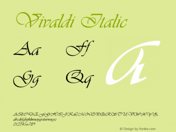 Vivaldi Italic Version 1.50 Font Sample