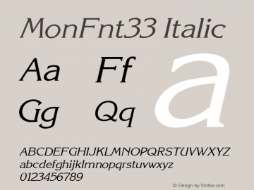 MonFnt33 Italic 1.100.000图片样张