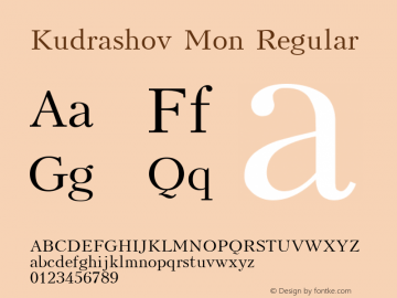 Kudrashov Mon Regular 001.001 Font Sample