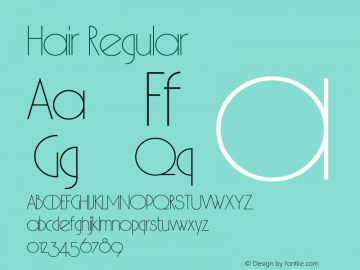 Hair Regular Converted from c:\temp\HAIR3__L.TF1 by ALLTYPE Font Sample