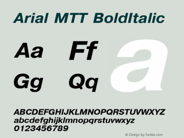 Arial MTT BoldItalic TrueType Maker version 1.00.03图片样张