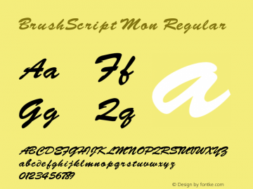 BrushScript Mon Regular 001.000 Font Sample