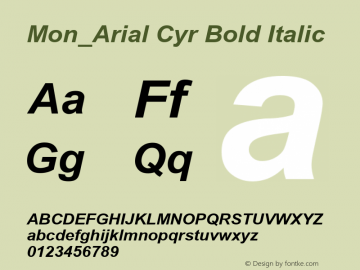 Mon_Arial Cyr Bold Italic Version 1.1 - November 1992图片样张