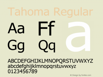 Tahoma Regular Version 1.00 Font Sample