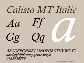 Calisto MT Italic Version 1.60图片样张