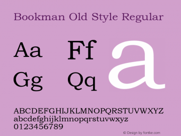 Bookman Old Style Regular Version 2.20 Font Sample